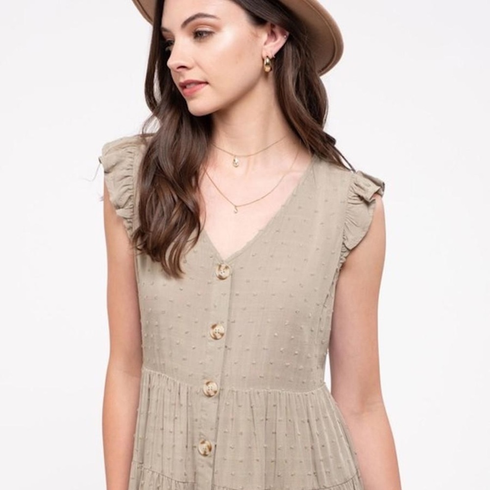 E & M Swiss Dot Layered Dress